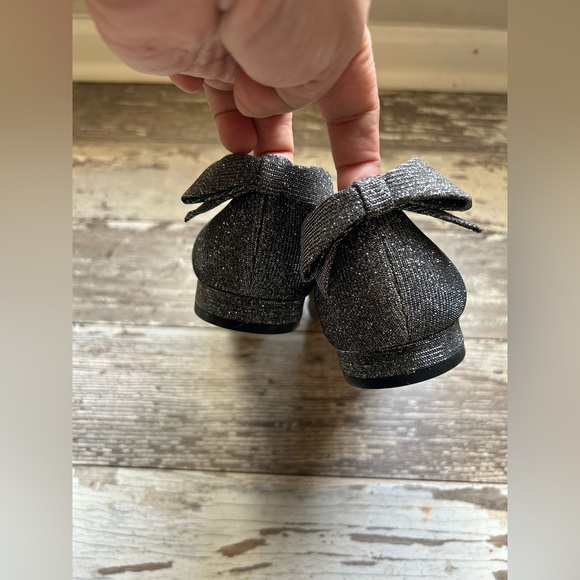 Talbots Black Glitter Flats with Bow - Picture 2 of 3